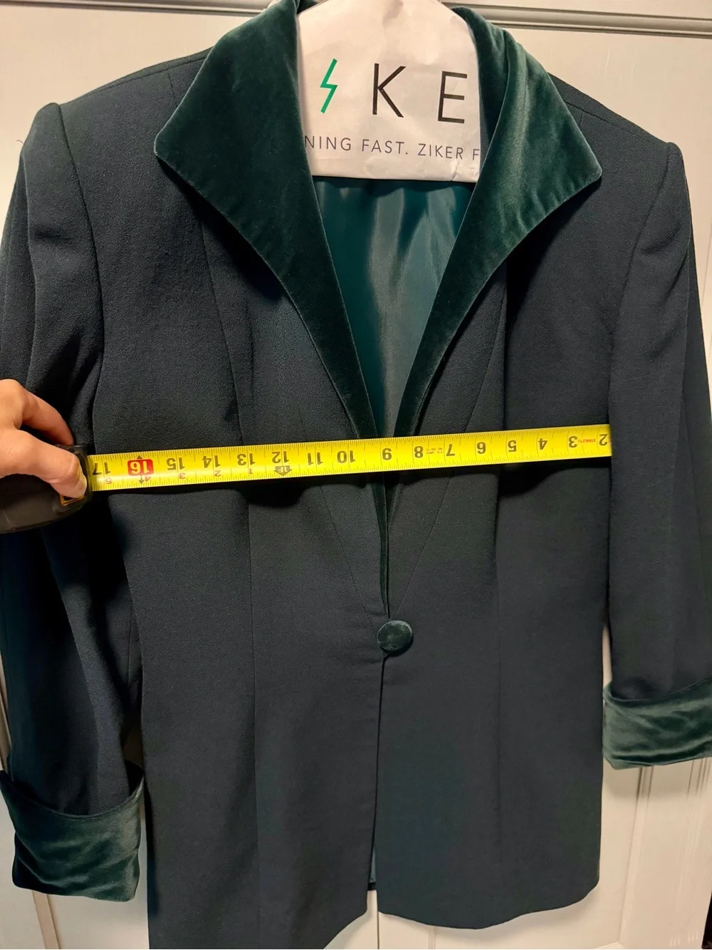 Vintage Christian Dior Green Velvet-Trim Women's Blazer Jacket
